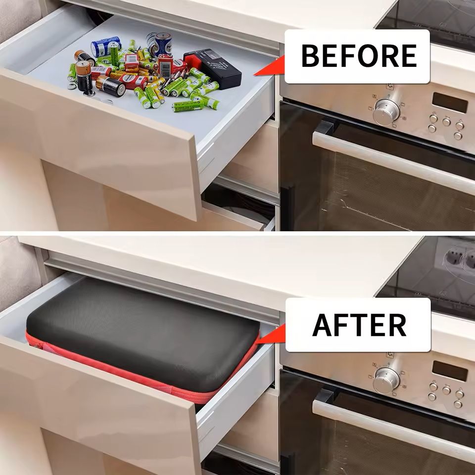 Battery Storage Organizer Case With Tester  Compact Battery Holder For AA AAA C D 9V  Button Cells 9
