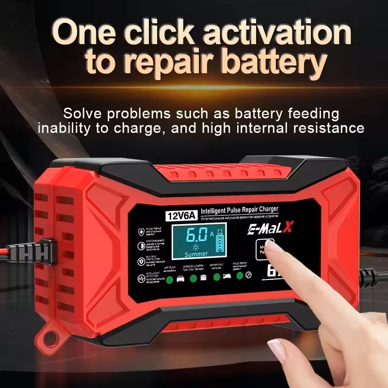 12V 6A Smart Pulse Repair Car Battery Charger  Fast Charging For LiFePO4 AGM GEL  LeadAcid Batterie 2