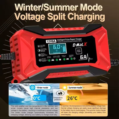 12V 6A Smart Pulse Repair Car Battery Charger  Fast Charging For LiFePO4 AGM GEL  LeadAcid Batterie 3