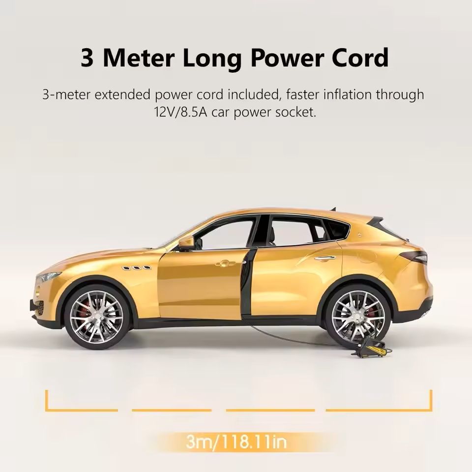 12V 150PSI Corded Portable Car Air Pump  Fast Reliable Inflation For Tires  Sports Gear 2