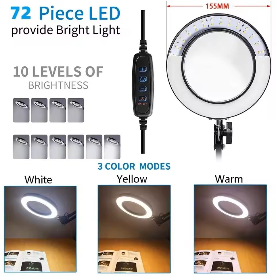 72LED 8X10X Illuminated Magnifying Lamp  Precision Lighting For Crafts Repairs  Beauty 12