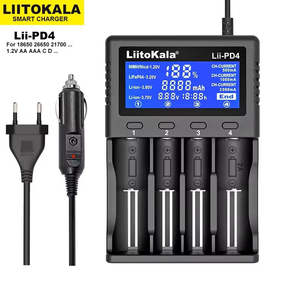Universal Dual Slot Smart Battery Charger Compatible With Liion LiFePO4 And NiMH Cells 3