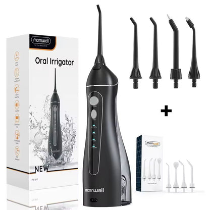 Portable Cordless F18 Oral Irrigator  3 Modes Waterproof Rechargeable 4 Nozzles 6