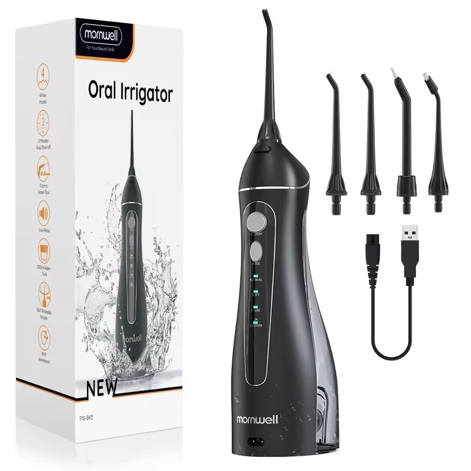 Portable Cordless F18 Oral Irrigator  3 Modes Waterproof Rechargeable 4 Nozzles 7