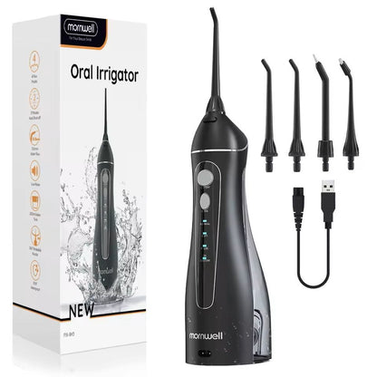 Portable Cordless F18 Oral Irrigator  3 Modes Waterproof Rechargeable 4 Nozzles 7