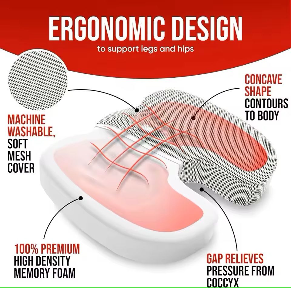 Ergonomic Memory Foam Office Seat Cushion  Tailbone  Posture Support For Long Sitting 1