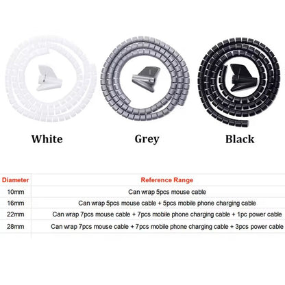 Flexible Spiral Cable Organizer  2M Length 10mm16mm Diameter Durable Wire Management Sleeve 13