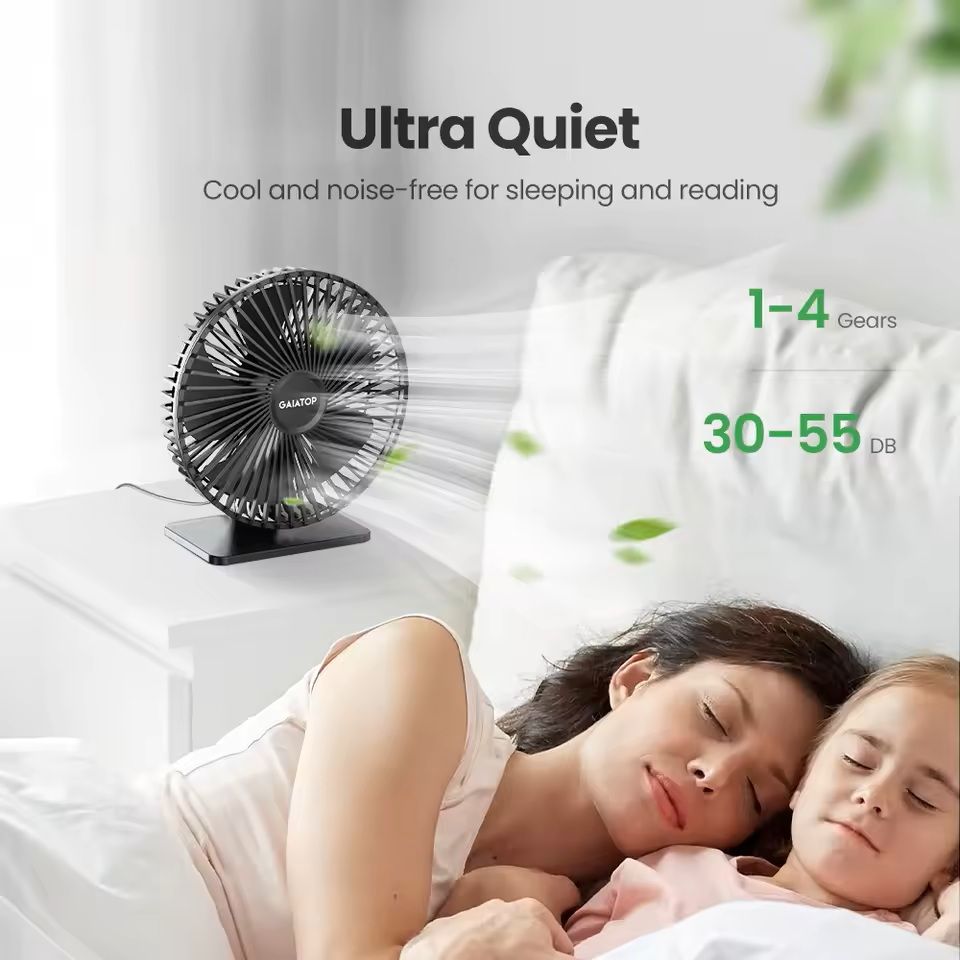 BreezeMate Portable USB Desk Fan  UltraQuiet 4Speed Cooling With 90 Adjustable Tilt 4