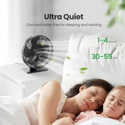 BreezeMate Portable USB Desk Fan  UltraQuiet 4Speed Cooling With 90 Adjustable Tilt 4