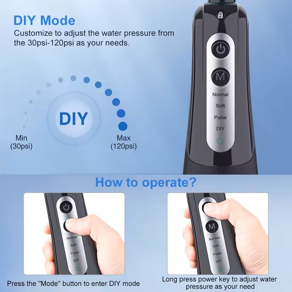 AquaPulse Cordless Water Flosser  300ML Portable Oral Irrigator With 4 Modes And USB Rechargeable D 7