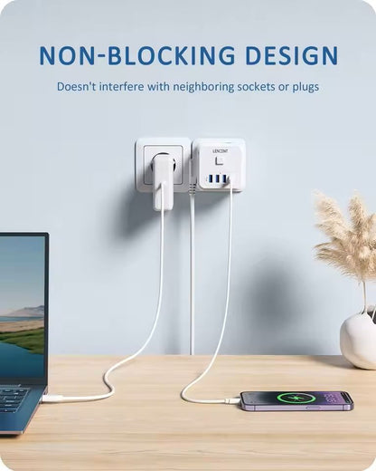 PowerHub 7in1 Wall Socket Extender  EU Plug With 3 AC Outlets 3 USB Ports And TypeC Fast Charging 2