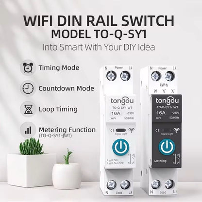 Smart WiFi Circuit Breaker With Energy Monitoring  1P 63A DIN Rail Remote Control 4
