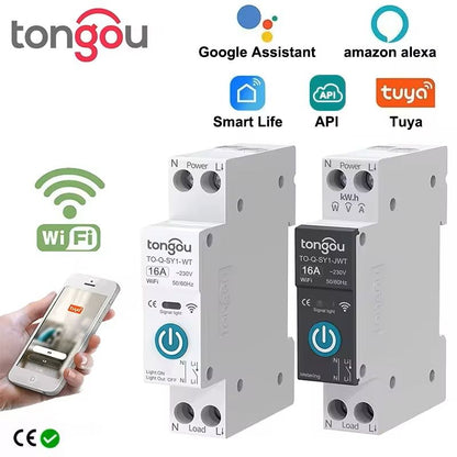 Smart WiFi Circuit Breaker with Energy Monitoring – 1P 63A DIN Rail Remote Control