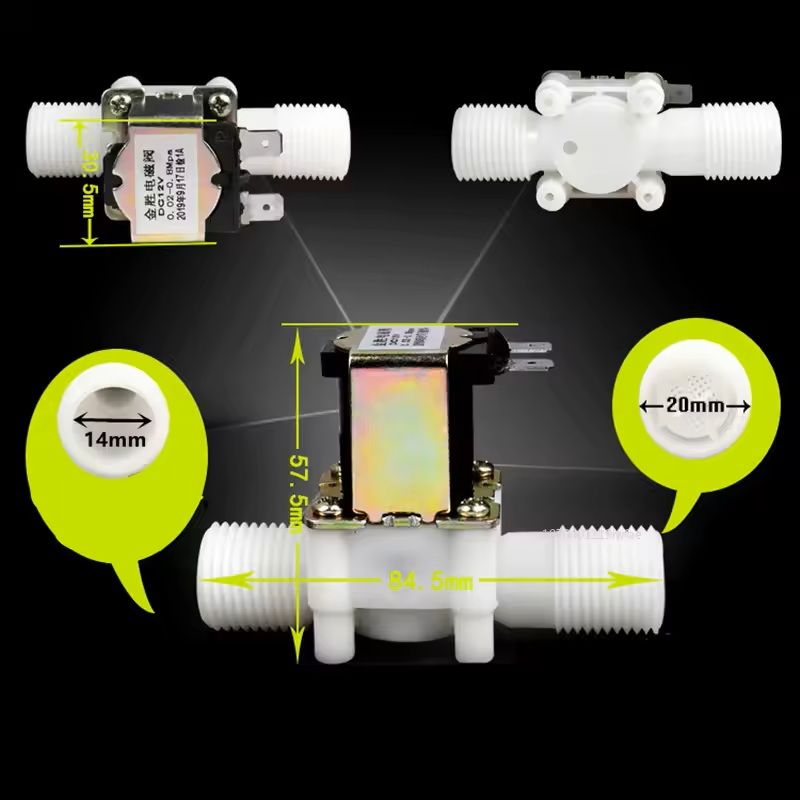 Plastic Electric Solenoid Valve  12  34 Normally Closed Magnetic WaterAir Pressure Controller 12V24 4