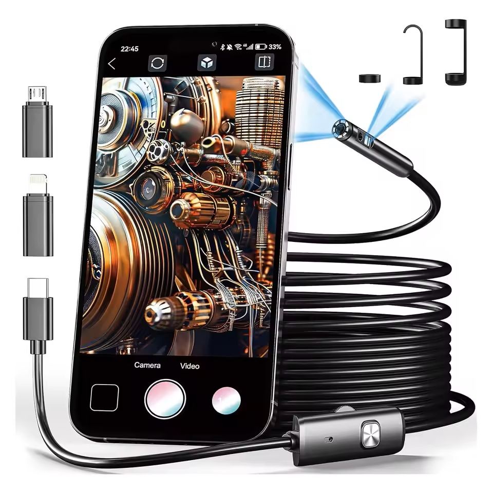 8mm 1080P Waterproof Endoscope Camera  Compatible With IPhone Android And TypeC Devices 5