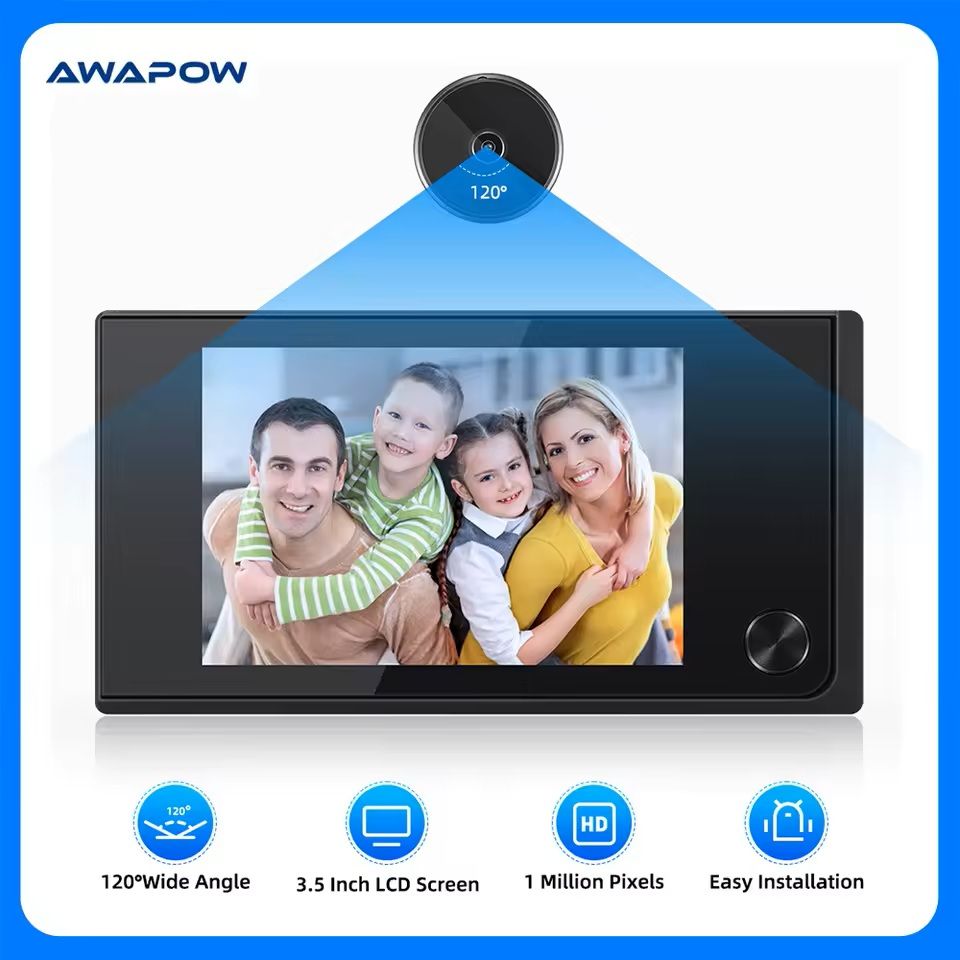 35Inch Digital Door Viewer With 120 WideAngle Lens And HD Display  BatteryPowered Peephole Camera 3
