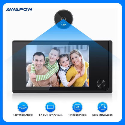 35Inch Digital Door Viewer With 120 WideAngle Lens And HD Display  BatteryPowered Peephole Camera 3
