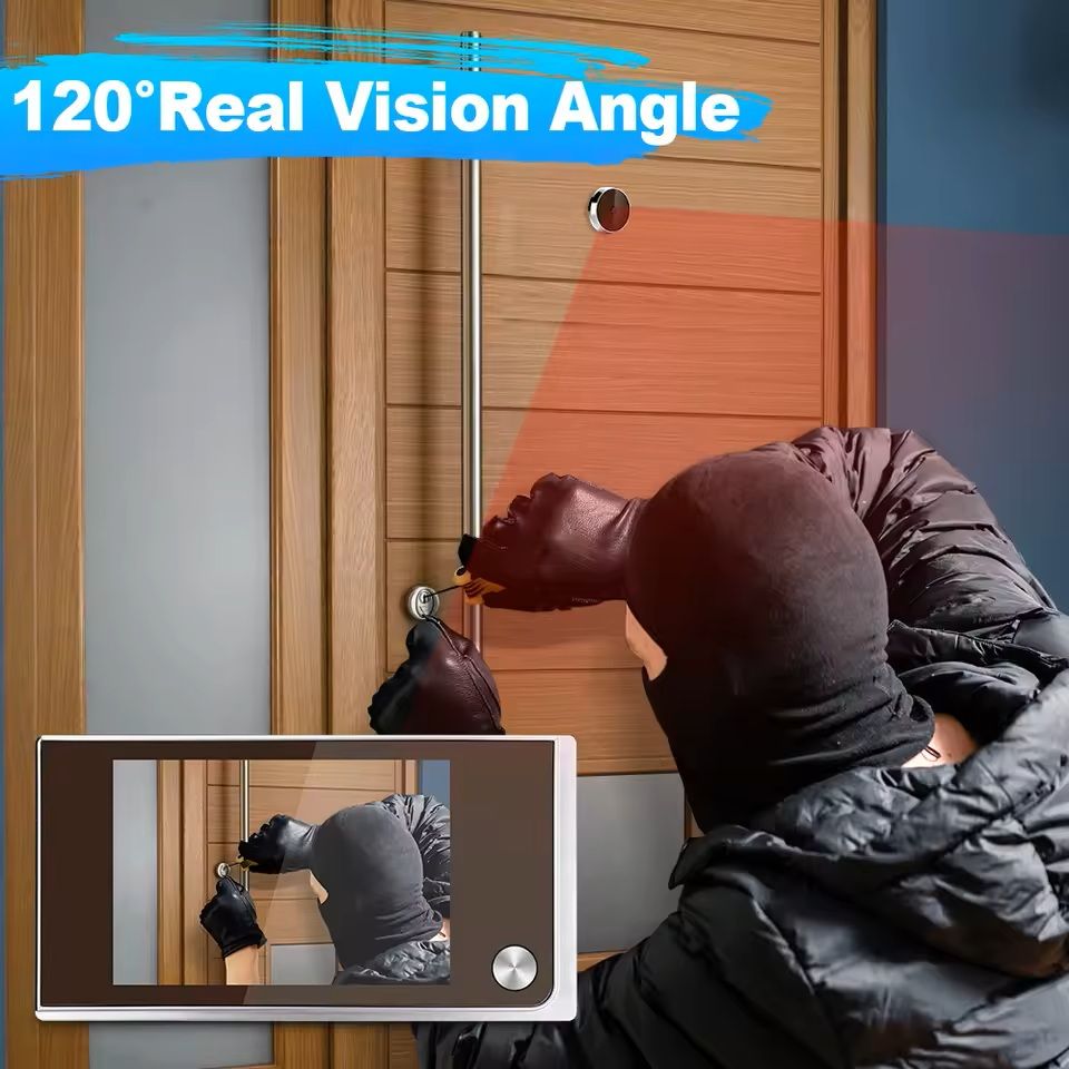 35Inch Digital Door Viewer With 120 WideAngle Lens And HD Display  BatteryPowered Peephole Camera 4