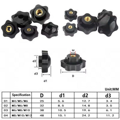 105 PCS M5M10 Star Knob Thumb Nuts  Durable Manual Clamping Handles For Machinery  DIY Projects 7