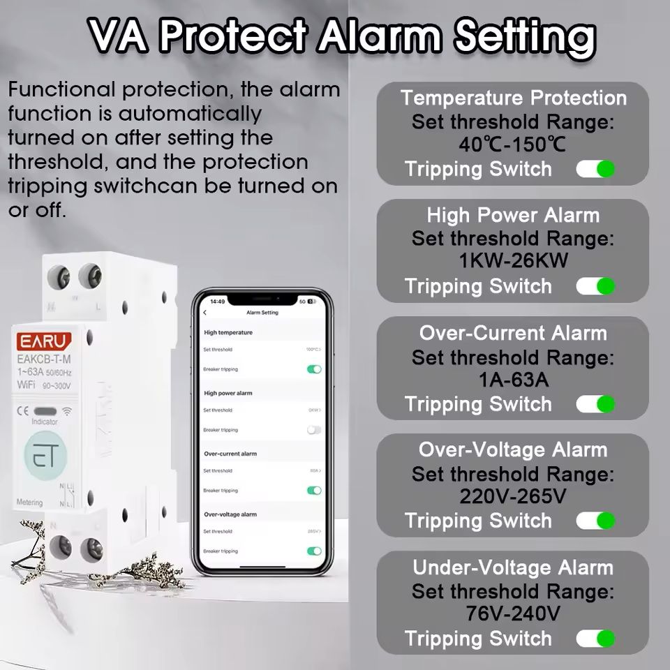 WiFi Smart Circuit Breaker  1PN 63A With Energy Monitoring And Voice Control 1