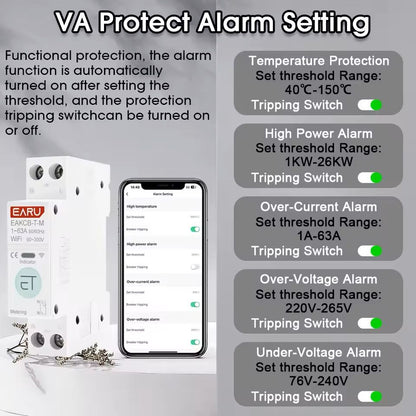 WiFi Smart Circuit Breaker  1PN 63A With Energy Monitoring And Voice Control 1