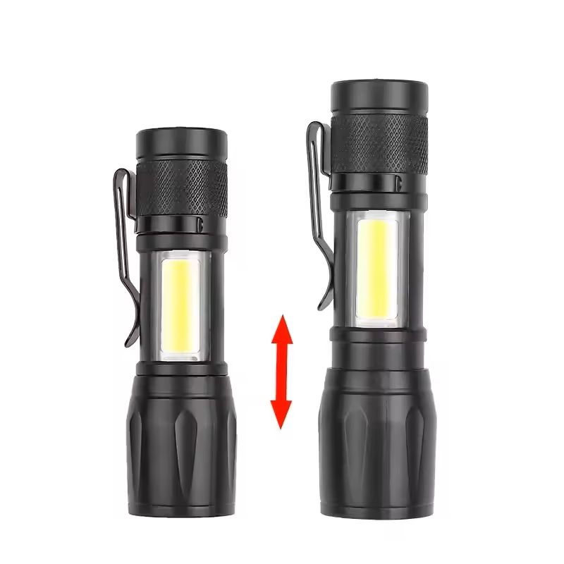 Mini LED Flashlight With COBXPE  USB Rechargeable Zoomable Focus Tactical Design With Pen Clip 1