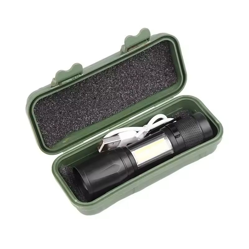 Mini LED Flashlight With COBXPE  USB Rechargeable Zoomable Focus Tactical Design With Pen Clip 6