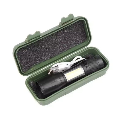 Mini LED Flashlight With COBXPE  USB Rechargeable Zoomable Focus Tactical Design With Pen Clip 6