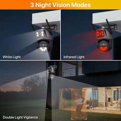6K 9MP WiFi Outdoor PTZ Security Camera  Triple Lens Dual Screen 8x Zoom AI Motion Tracking 6
