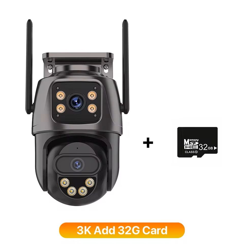 6K 9MP WiFi Outdoor PTZ Security Camera  Triple Lens Dual Screen 8x Zoom AI Motion Tracking 7