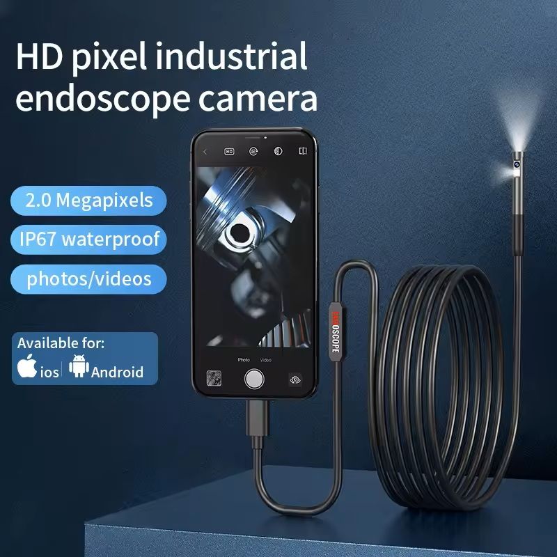 3in1 Waterproof USB Endoscope Inspection Camera  8mm Lens 1200P HD 6 LED Lights IP67 Waterproof 7