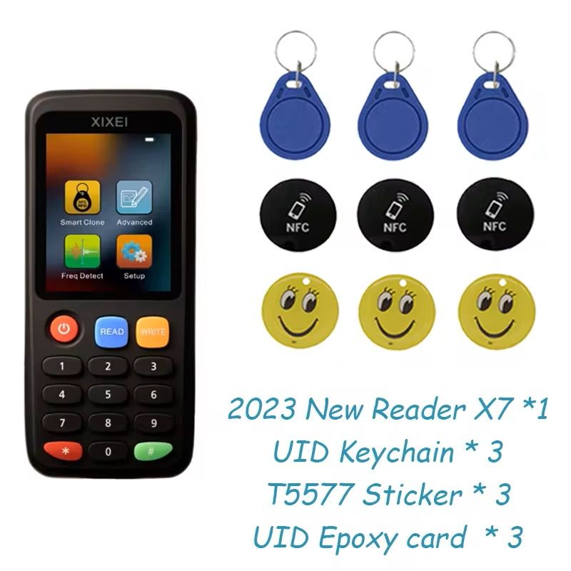 X7 Smart Card Reader RFID Key Clone Copier 125Khz Badge Writer 1356Mhz NFC Tag Programmer 8