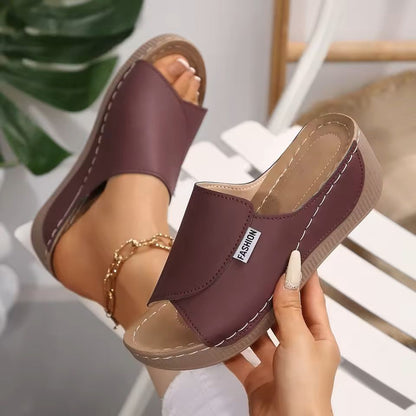 Women Wedge Slippers Open Toe Summer Sandals With Buckle And Breathable Comfort 4