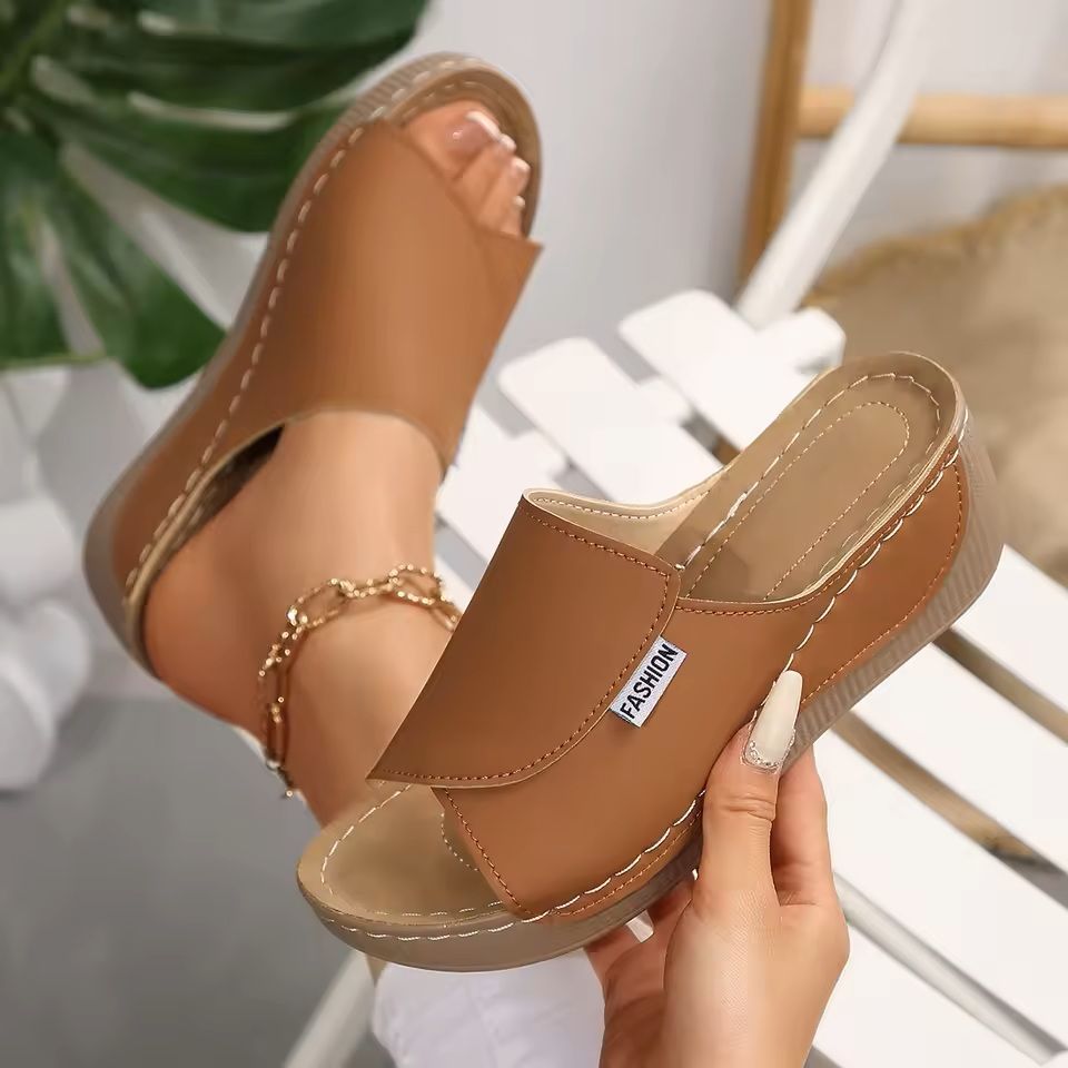 Women Wedge Slippers Open Toe Summer Sandals With Buckle And Breathable Comfort 5
