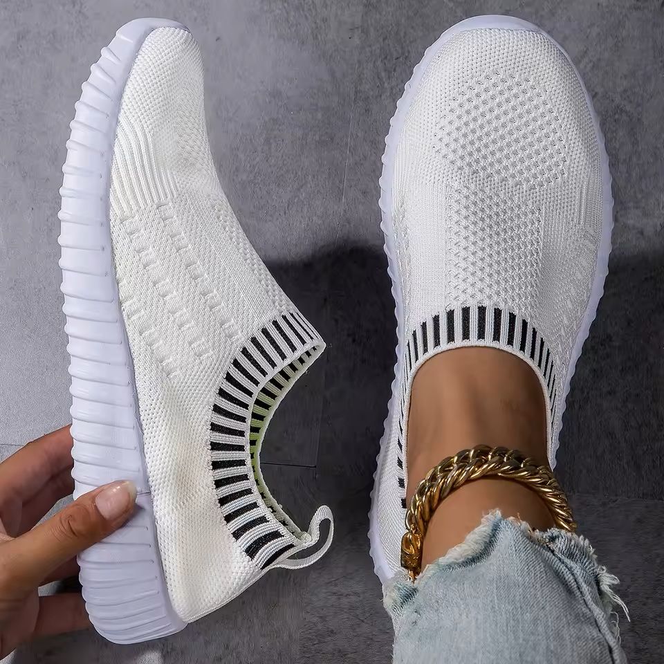 Womens Breathable Knit Sneakers Lightweight Lace Up Outdoor Mesh Shoes