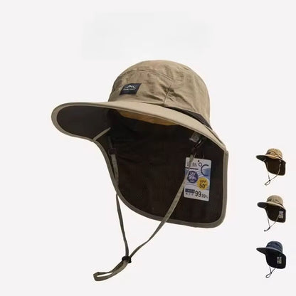 Wide Brim Waterproof Quick Dry Bucket Hat with Neck Flap