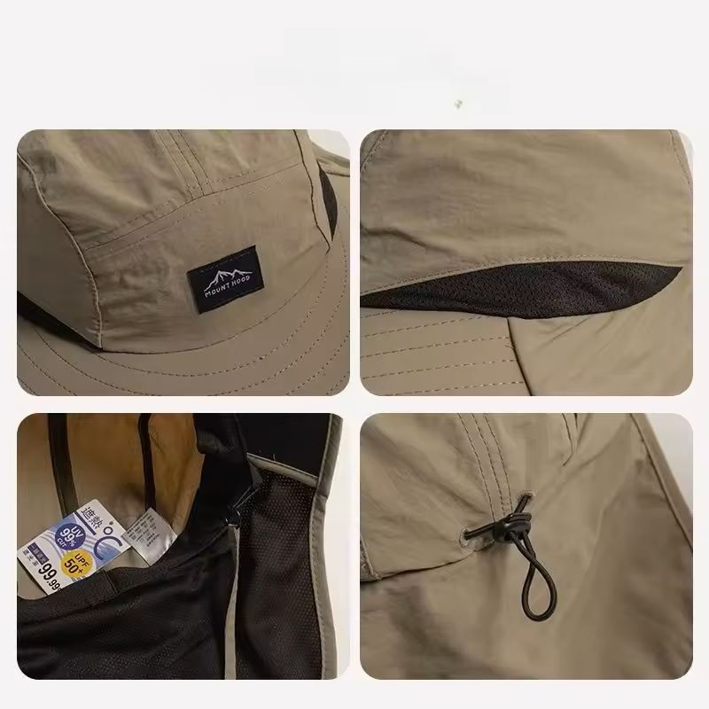 Wide Brim Waterproof Quick Dry Bucket Hat With Neck Flap 8