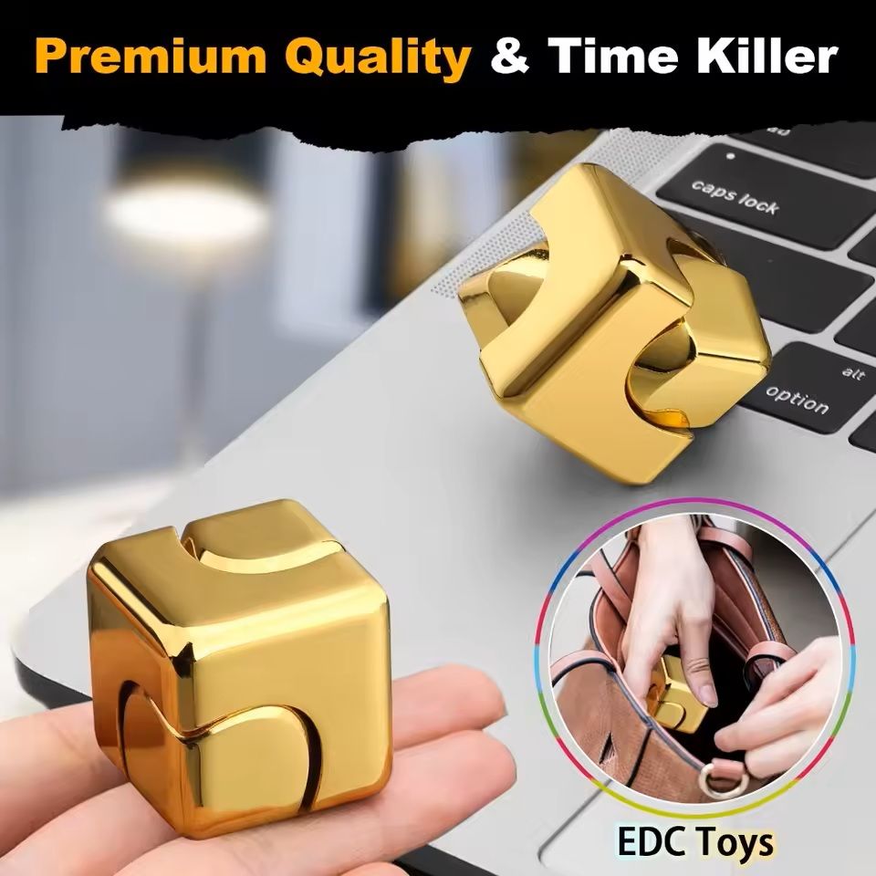 Alloy Cube Spinner Fidget Toy For Adults Anti Stress Portable Finger Gyroscope 3