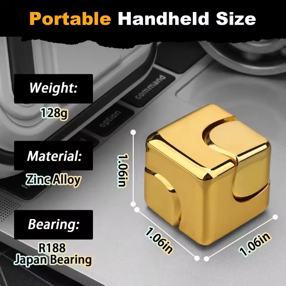 Alloy Cube Spinner Fidget Toy For Adults Anti Stress Portable Finger Gyroscope 6