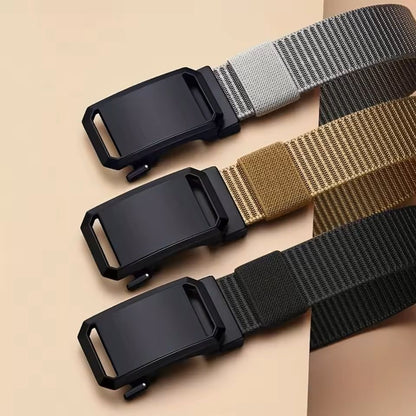 Men Tactical Canvas Belt Automatic Buckle Military Style Outdoor Workwear Belt 9
