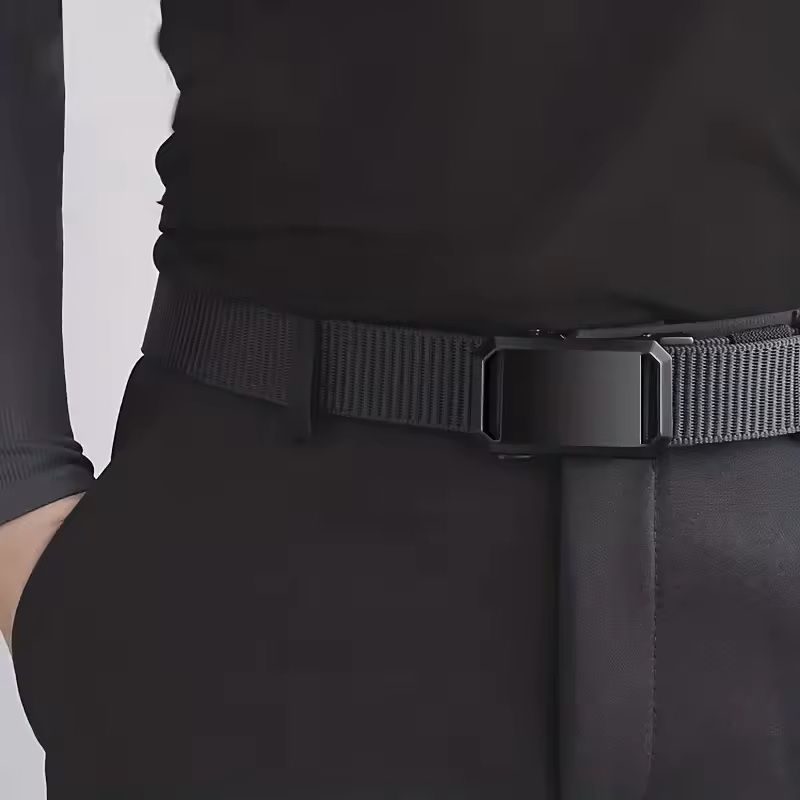 Men Tactical Canvas Belt Automatic Buckle Military Style Outdoor Workwear Belt 5