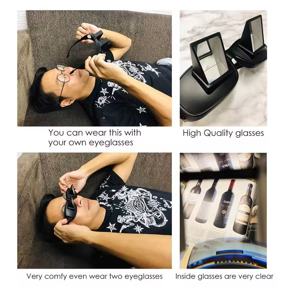 Lazy Periscope Reading Glasses Horizontal Prism Spectacles For Bed And TV 8
