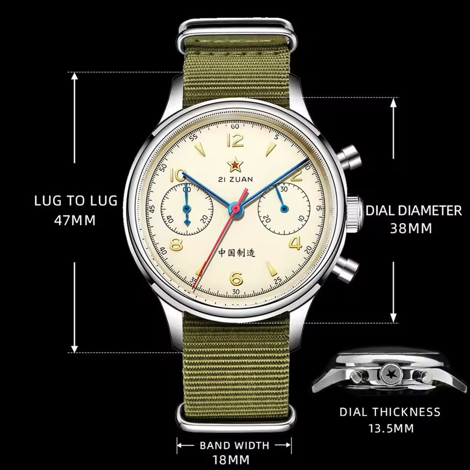Red Star 1963 Mechanical Pilot Watch With Seagull Movement  38mm Or 40mm Chronograph For Men 9