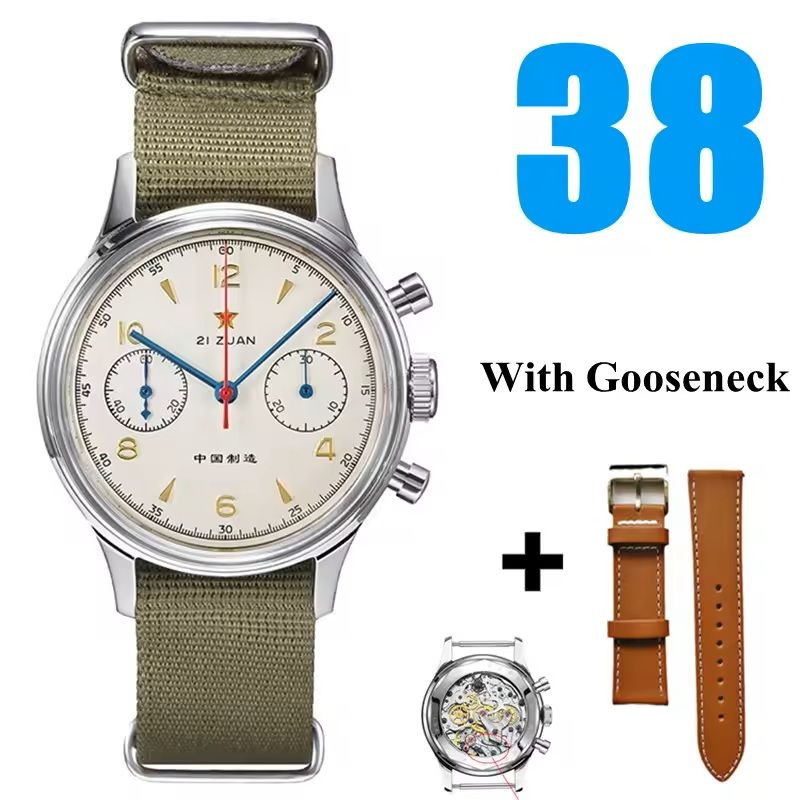Red Star 1963 Mechanical Pilot Watch With Seagull Movement  38mm Or 40mm Chronograph For Men 10