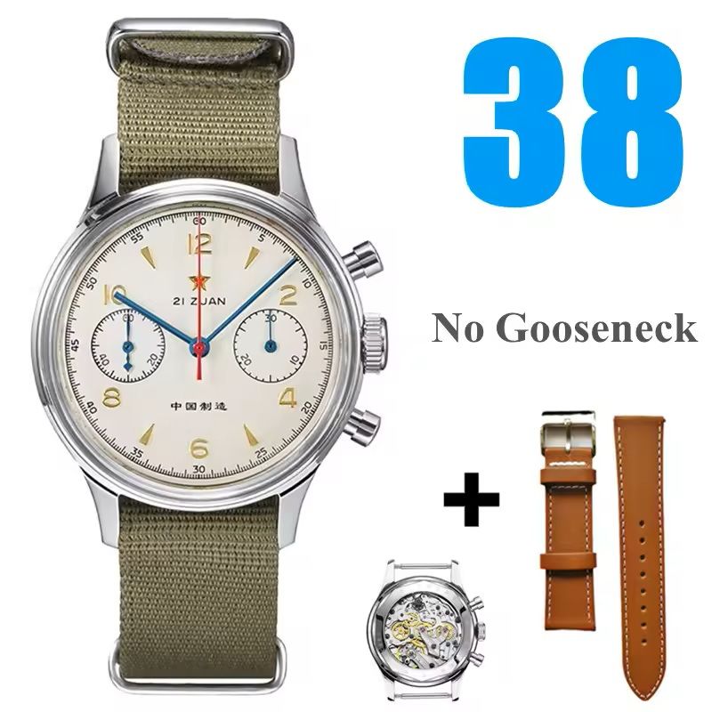 Red Star 1963 Mechanical Pilot Watch With Seagull Movement  38mm Or 40mm Chronograph For Men 12