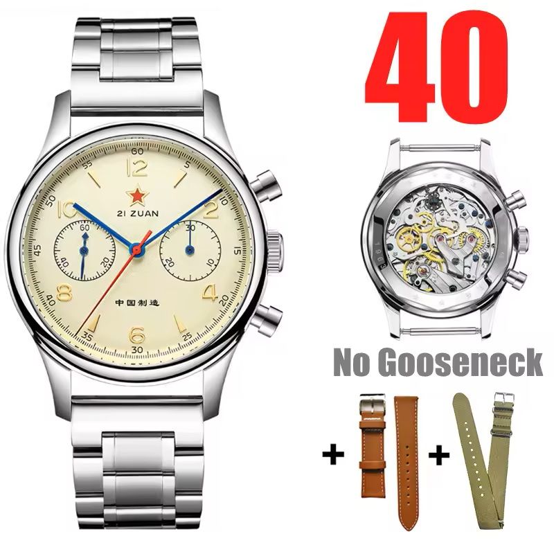 Red Star 1963 Mechanical Pilot Watch With Seagull Movement  38mm Or 40mm Chronograph For Men 2