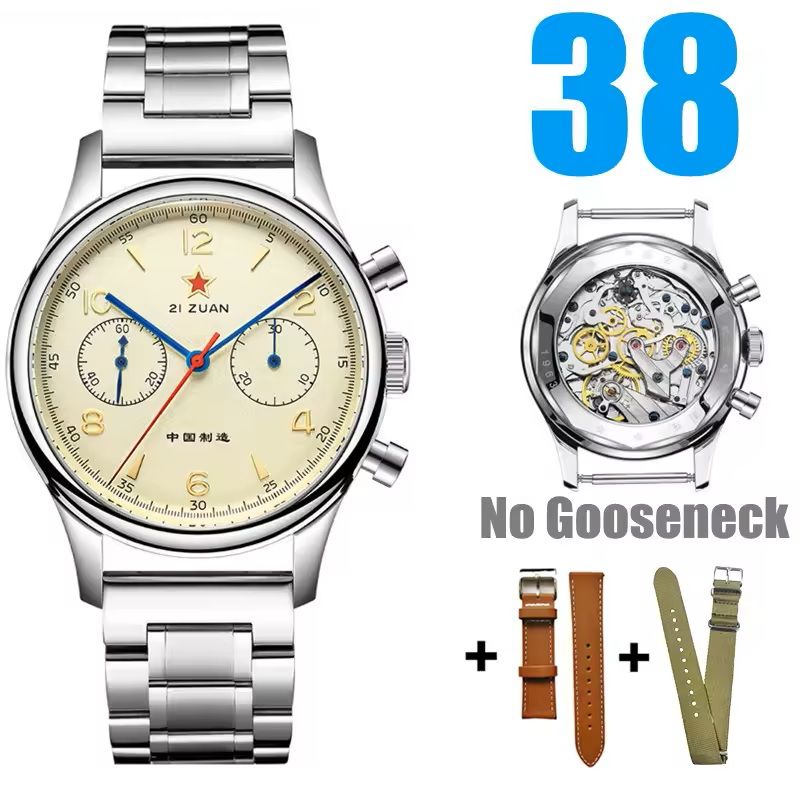 Red Star 1963 Mechanical Pilot Watch With Seagull Movement  38mm Or 40mm Chronograph For Men 5