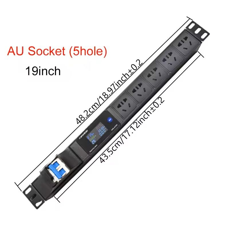 19 Inch Rack Mount PDU Power Strip With Voltmeter Ammeter Wattmeter  EU US UK Plug Options  16A 32A 10