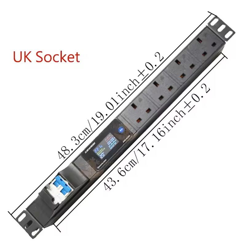19 Inch Rack Mount PDU Power Strip With Voltmeter Ammeter Wattmeter  EU US UK Plug Options  16A 32A 2