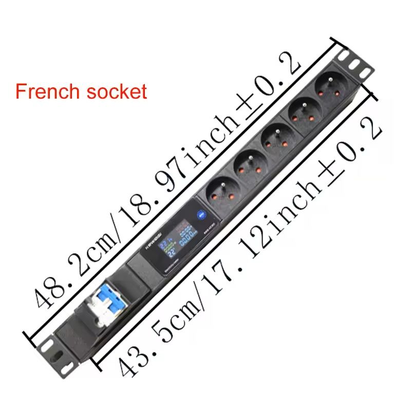 19 Inch Rack Mount PDU Power Strip With Voltmeter Ammeter Wattmeter  EU US UK Plug Options  16A 32A 3